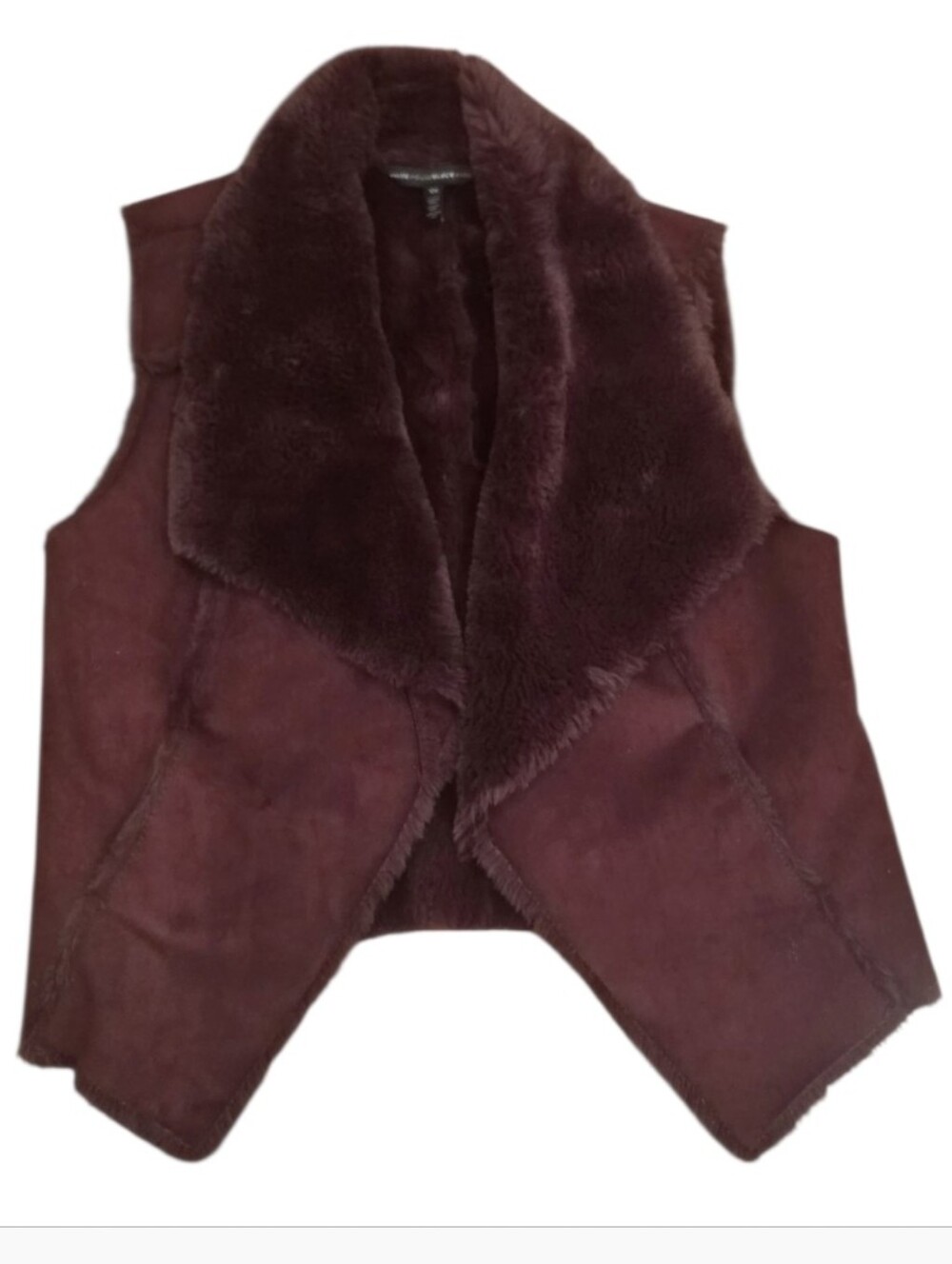 White House Black Market Faux Shearling Vest - Deep Wine